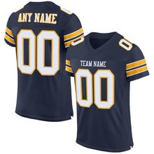Load image into Gallery viewer, Custom Navy White-Gold Mesh Authentic Football Jersey - Fcustom
