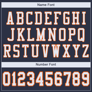 Custom Navy White-Orange Mesh Authentic Football Jersey - Fcustom