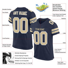 Load image into Gallery viewer, Custom Navy Vegas Gold-White Mesh Authentic Football Jersey - Fcustom
