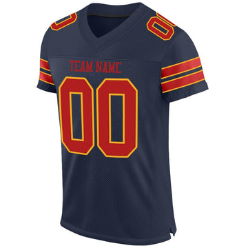 Custom Navy Scarlet-Gold Mesh Authentic Football Jersey - Fcustom