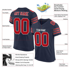 Custom Navy Red-White Mesh Authentic Football Jersey - Fcustom