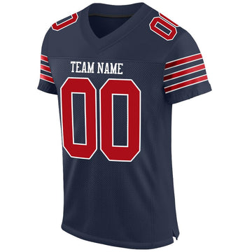 Custom Navy Red-White Mesh Authentic Football Jersey - Fcustom