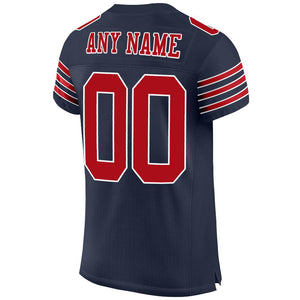 Custom Navy Red-White Mesh Authentic Football Jersey - Fcustom