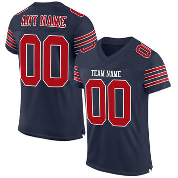 Custom Navy Red-White Mesh Authentic Football Jersey - Fcustom