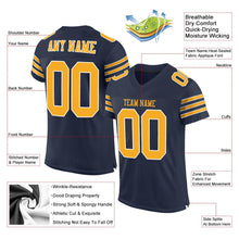 Load image into Gallery viewer, Custom Navy Gold-White Mesh Authentic Football Jersey - Fcustom
