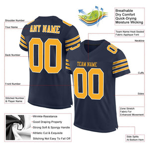 Custom Navy Gold-White Mesh Authentic Football Jersey - Fcustom