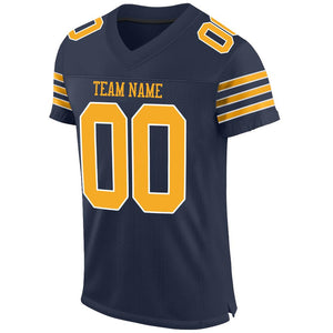 Custom Navy Gold-White Mesh Authentic Football Jersey - Fcustom