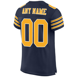 Custom Navy Gold-White Mesh Authentic Football Jersey - Fcustom