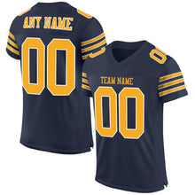 Load image into Gallery viewer, Custom Navy Gold-White Mesh Authentic Football Jersey - Fcustom
