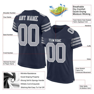 Custom Navy Gray-White Mesh Authentic Football Jersey - Fcustom