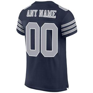 Custom Navy Gray-White Mesh Authentic Football Jersey - Fcustom