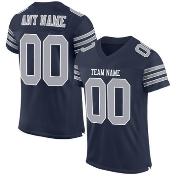 Custom Navy Gray-White Mesh Authentic Football Jersey - Fcustom