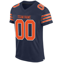 Load image into Gallery viewer, Custom Navy Orange-White Mesh Authentic Football Jersey - Fcustom
