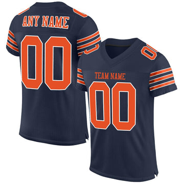 Custom Navy Orange-White Mesh Authentic Football Jersey - Fcustom