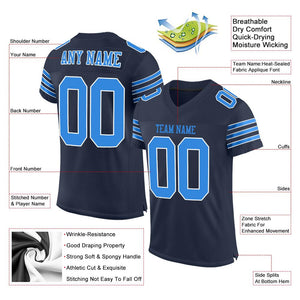 Custom Navy Powder Blue-White Mesh Authentic Football Jersey - Fcustom