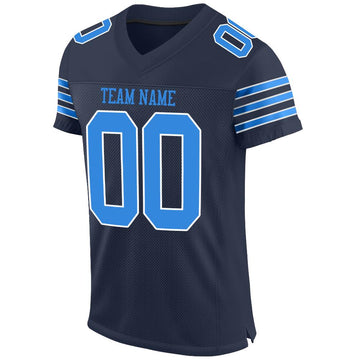 Custom Navy Powder Blue-White Mesh Authentic Football Jersey - Fcustom