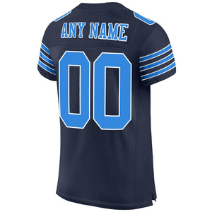 Custom Navy Powder Blue-White Mesh Authentic Football Jersey - Fcustom