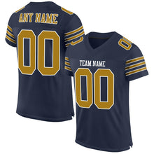 Load image into Gallery viewer, Custom Navy Old Gold-White Mesh Authentic Football Jersey - Fcustom
