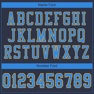 Custom Navy Powder Blue-Gold Mesh Authentic Football Jersey - Fcustom