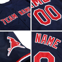 Load image into Gallery viewer, Custom Navy Red-White Authentic Baseball Jersey
