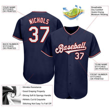 Load image into Gallery viewer, Custom Navy White-Red Authentic Baseball Jersey
