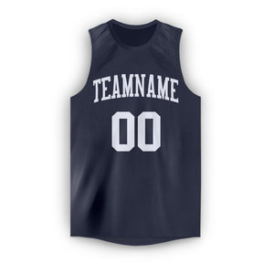 Custom Navy White Round Neck Basketball Jersey - Fcustom