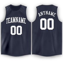 Load image into Gallery viewer, Custom Navy White Round Neck Basketball Jersey - Fcustom
