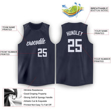 Load image into Gallery viewer, Custom Navy White Round Neck Basketball Jersey - Fcustom
