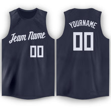 Load image into Gallery viewer, Custom Navy White Round Neck Basketball Jersey - Fcustom
