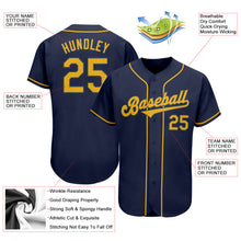 Load image into Gallery viewer, Custom Navy Gold Authentic Baseball Jersey
