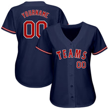 Load image into Gallery viewer, Custom Navy Red-White Authentic Baseball Jersey
