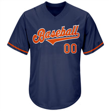 Load image into Gallery viewer, Custom Navy Orange-White Authentic Throwback Rib-Knit Baseball Jersey Shirt
