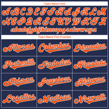 Load image into Gallery viewer, Custom Navy Orange-White Authentic Throwback Rib-Knit Baseball Jersey Shirt
