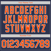 Load image into Gallery viewer, Custom Navy Orange-White Authentic Baseball Jersey
