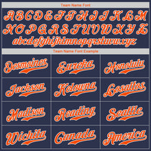 Load image into Gallery viewer, Custom Navy Orange-White Authentic Baseball Jersey
