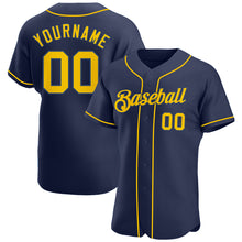 Load image into Gallery viewer, Custom Navy Gold-Navy Authentic Baseball Jersey
