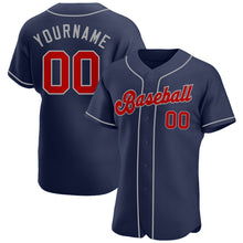 Load image into Gallery viewer, Custom Navy Red-Gray Authentic Baseball Jersey
