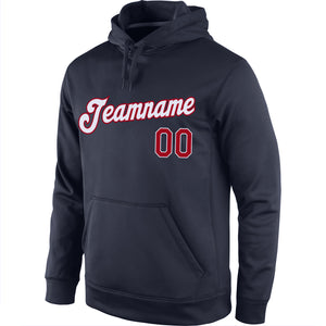 Custom Stitched Navy Red-White Sports Pullover Sweatshirt Hoodie