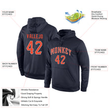 Load image into Gallery viewer, Custom Stitched Navy Orange-Gray Sports Pullover Sweatshirt Hoodie
