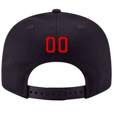 Load image into Gallery viewer, Custom Navy Red-White Stitched Adjustable Snapback Hat
