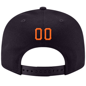 Custom Navy Orange-White Stitched Adjustable Snapback Hat