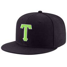Load image into Gallery viewer, Custom Navy Neon Green-White Stitched Adjustable Snapback Hat
