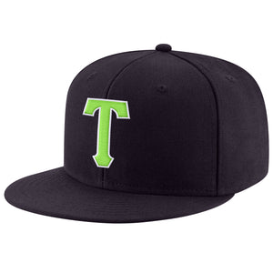 Custom Navy Neon Green-White Stitched Adjustable Snapback Hat