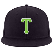 Load image into Gallery viewer, Custom Navy Neon Green-White Stitched Adjustable Snapback Hat
