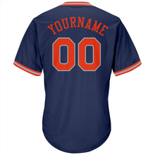 Load image into Gallery viewer, Custom Navy Orange-Gray Authentic Throwback Rib-Knit Baseball Jersey Shirt
