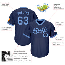 Load image into Gallery viewer, Custom Navy Light Blue Authentic Throwback Rib-Knit Baseball Jersey Shirt
