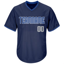 Load image into Gallery viewer, Custom Navy Gray-Blue Authentic Throwback Rib-Knit Baseball Jersey Shirt
