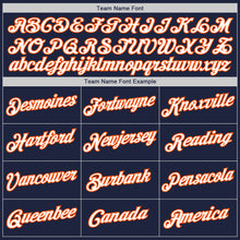 Load image into Gallery viewer, Custom Navy White-Orange Authentic Baseball Jersey
