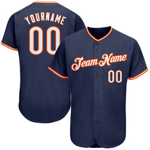 Load image into Gallery viewer, Custom Navy White-Orange Authentic Baseball Jersey
