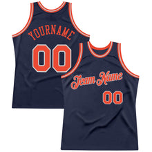 Load image into Gallery viewer, Custom Navy Orange-Gray Authentic Throwback Basketball Jersey

